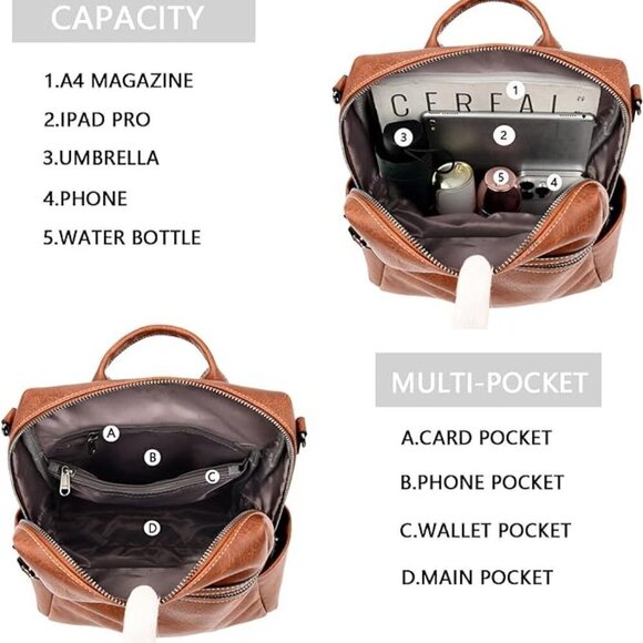 🆕 Luxury Purse for Women Backpack Cute Shoulder Durable Buckle Bag NWT - Picture 6 of 8